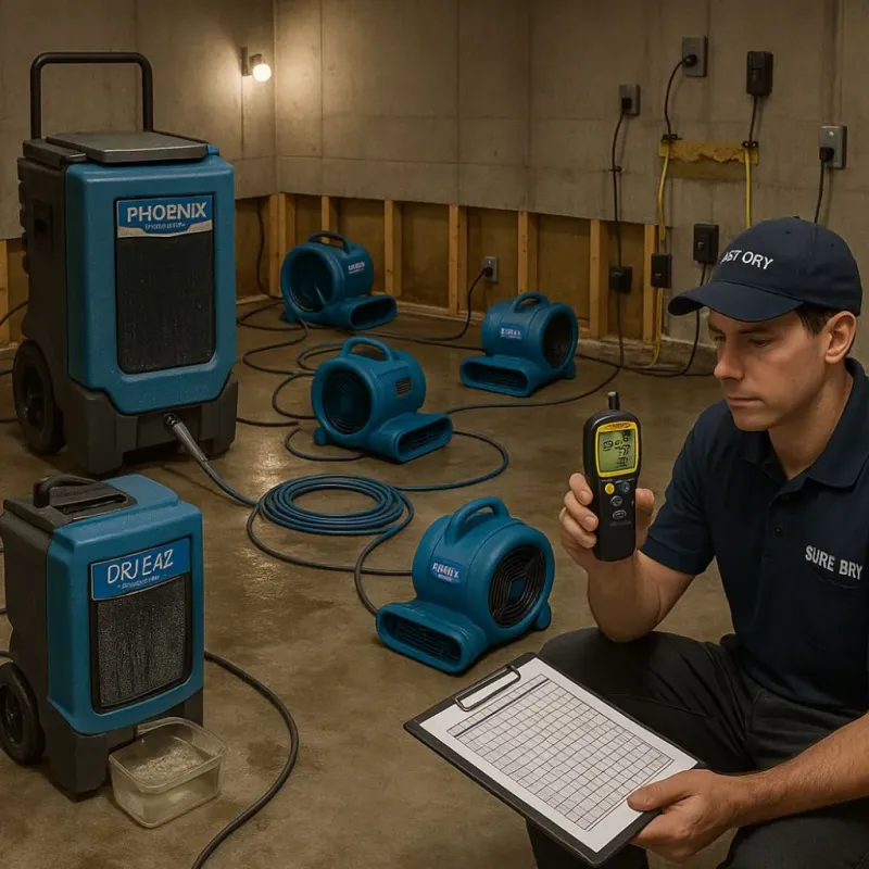 Structural Drying and Dehumidification process in Brownville, ME